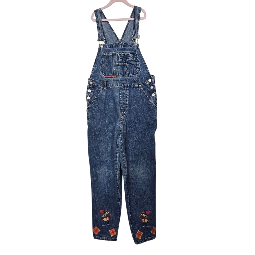 Squeeze Jeans Vintage Looney Tunes Tasmanian Devil Denim Blue Overalls Youth M